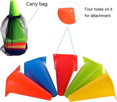 Miniatura 4 de ANSLYQA Soccer Cones (9 Inch 20 Pack), Agility Training Sport Cone with Carry Bag for Drilling Football Basketball Field Markers