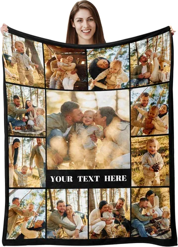 Miniatura 11 de Envío al día siguiente, manta personalizada con foto y texto impresos en EE. UU., cobijas con fotos personalizadas y mantas para lanzar, manta Foto