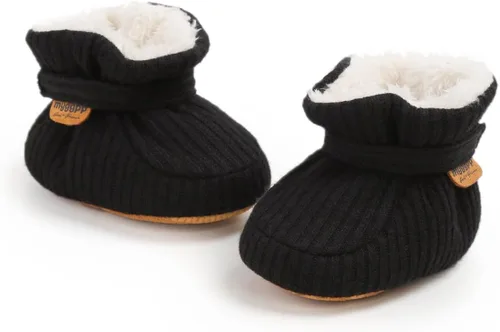 Miniatura 106 de Botines de forro polar para bebés, niños y niñas, pantuflas antideslizantes con agarre suave, zapatos de calcetín para recién nacidos, cuna