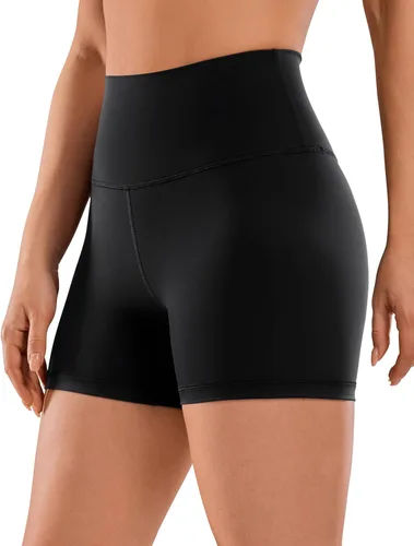 CRZ YOGA Naked Feeling - Pantalones cortos de motociclista de 4 pulgadas, cintura alta, yoga, entrenamiento, correr, gimnasio, elastano para mujer