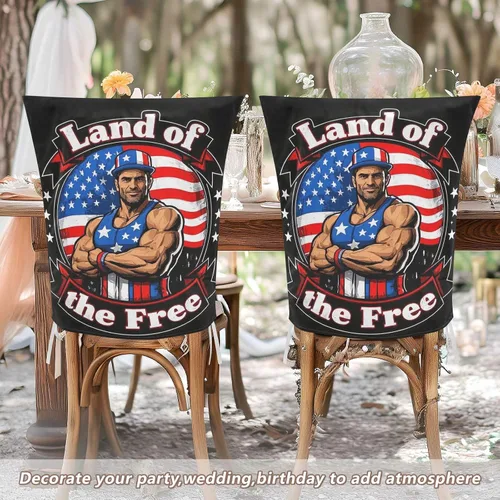 Miniatura 6 de 4th of July Independence Day Land of Free Decorative Covers for Chairs for Ceremony Anti-Dust Parson Chair Covers forro para sillas de comedor 6