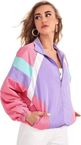 Miniatura 3 de SweatyRocks Chaqueta bomber casual ligera con bloques de color para mujer