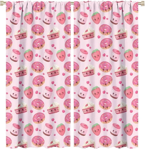 Miniatura 37 de Cortinas bohemias con diseño de fresas, bonitas cortinas bohemias con bolsillo para barra de fruta, tratamiento de ventana para cocina, sala