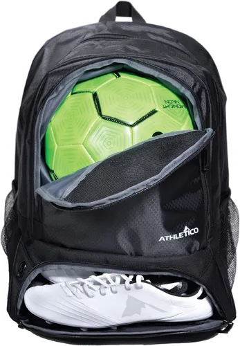 Athletico - Mochila de fútbol juvenil, mochilas para baloncesto, voleibol y fútbol americano | Incluye compartimentos separados para tacos y pelota
