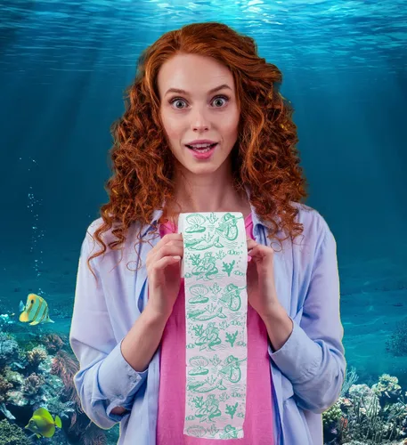 Miniatura 2 de Printed TP Papel higiénico de 2 capas con patrón de sirena, rollo de papel higiénico de baño verde novedoso, divertido papel higiénico