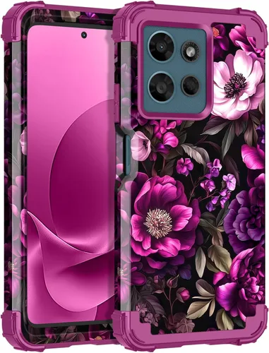 Miniatura 20 de LONTECT Funda para Moto Edge 2021, Moto Edge 5G UW, funda floral a prueba de golpes, 3 en 1, híbrida resistente, resistente, funda protectora