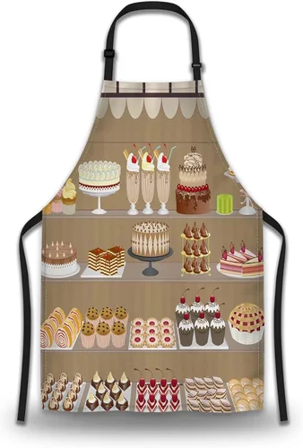 Miniatura 28 de Delantal de Ama de Casa para Mujeres Gato Colorido Abstracto Divertido Delantales para Hombres para Cocina Cocinar Restaurante BBQ Pintura