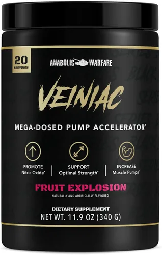 Anabolic Warfare Veiniac - Suplemento activador de bomba muscular sin estimulantes antes del entrenamiento con L-citrulina, betaína anhidra y