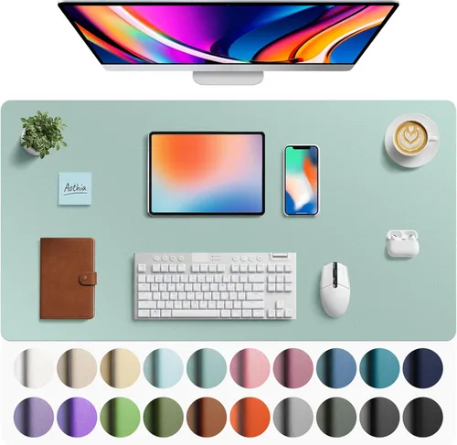 Miniatura 10 de Aothia - Protector de escritorio de cuero sintético, base para mouse, superficie antideslizante e impermeable para escribir y para laptop