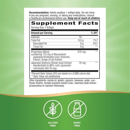 Miniatura 5 de Nature's Way Resveratrol-Forte, protege de los radicales libres*, 60 cápsulas blandas