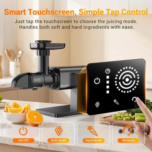 Miniatura 3 de Exprimidores de prensa en frío, exprimidores de masticación lenta con pantalla táctil inteligente LED, extractor profesional para verduras de hoja