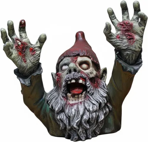 Decoración de gnomos de jardín, gnomo aterrador de 4 pulgadas para decoración de Halloween, esculturas de jardín, figura de resina para jardín,