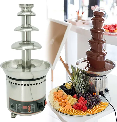 Fuente de chocolate comercial, fuente de chocolate para bodas y fiestas, fuente de chocolate para queso, caramelo y licor (4 niveles)