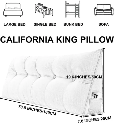 Miniatura 7 de Cojín triangular grande para cabecero de lectura, almohada para reposo en cama, respaldo triangular, respaldo de forro polar, soporte de Gris