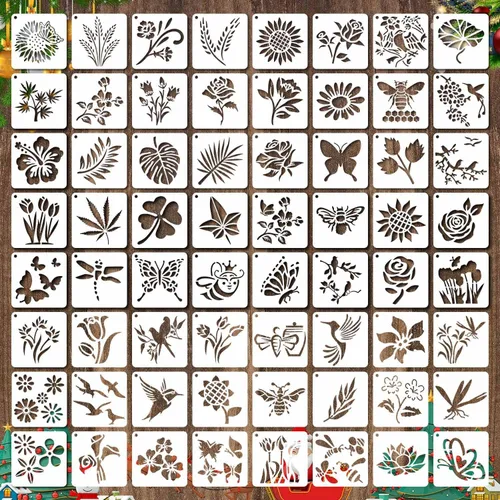 Miniatura 10 de 64 Piezas de Plantillas para Pintar, Plantillas de Animales Pequeñas Reutilizables, Plantillas de Arte y Manualidades para Pintar sobre Madera