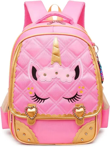 Miniatura 2 de Moonmo Lindo unicornio cara de lentejuelas de diamante impermeable princesa mochila escolar para niñas