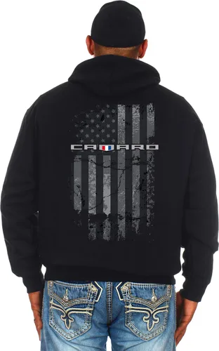 Miniatura 4 de JH DESIGN GROUP Chevy Camaro - Sudadera con capucha para hombre con bandera estadounidense de 2 caras