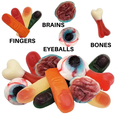 Miniatura 3 de Zombie Santa Snacks - Gomitas de gomitas gourmet para niños - Divertido regalo de Navidad espeluznante de zombi - Ojos masticables, cerebros, dedos