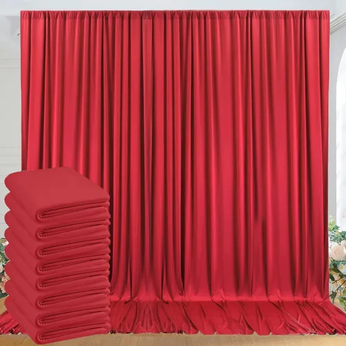 Miniatura 71 de Cortinas de telón de fondo granate de 10 pies x 10 pies sin arrugas para fiestas, 2 paneles de cortinas de telón de fondo de poliéster sedoso