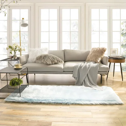 Miniatura 121 de Ashler Home Deco - Tapete de pelo sintético de oveja, mullido, suave, de 2 x 3 pies, lavable a máquina, dormitorio, habitación de los niños, sala