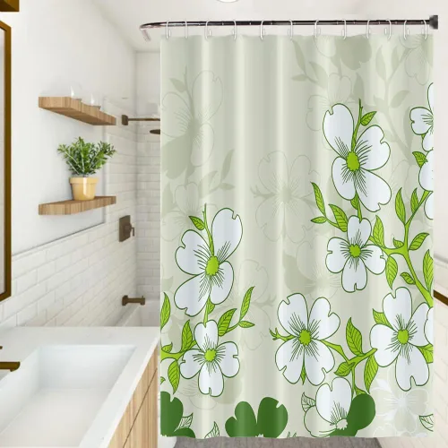 Miniatura 12 de Cortinas de ducha botánicas verdes de 36 x 72 pulgadas, hojas de eucalipto naturales de primavera para minimalismo moderno, decoración de baño, tela