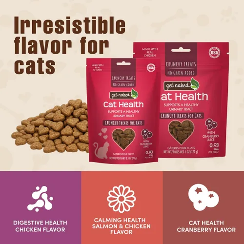 Miniatura 9 de Get Naked Golosinas crujientes de salud urinaria para gatos, arándanos, (1 bolsa), 2.5 onzas