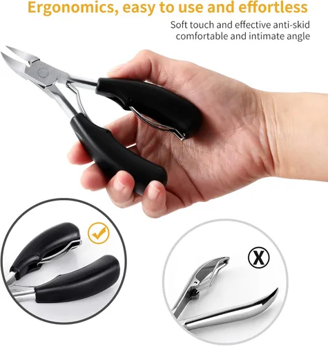 Miniatura 4 de Aogeili Kit de cortaúñas encarnadas, cortaúñas profesionales gruesas y encarnadas para personas mayores, hombres y mujeres, de acero inoxidable