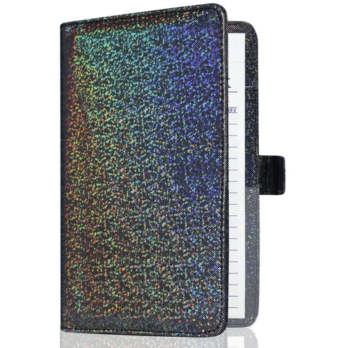 Miniatura 8 de Libreta para camarera de cuero para camarera, organizador de libro con bolsillo con cremallera, lindo libro de camarero con cierre magnético, negro