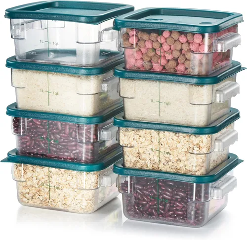 Miniatura 17 de CURTA Paquete de 4 recipientes de almacenamiento de alimentos con tapa roja - Grado comercial NSF en 5.7 L - Cuadrado, transparente, policarbonato