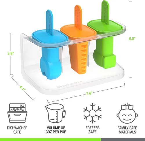 Miniatura 7 de Dinneractive Play Pop Popsicle Molds - Juego de 3 herramientas temáticas - Moldes de silicona reutilizables para paletas de bricolaje para niños