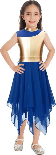 JEATHA Disfraz de baile de alabanza lírica para niñas, sin mangas, vestido de tul alto y bajo, vestido de baile de adoración