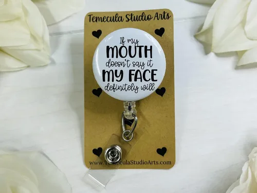 Miniatura 3 de If my mouth does not say it Funny Badge Reel ER Nurse Badge Reel Medical ID Badge Nurse Badge Reel Funny