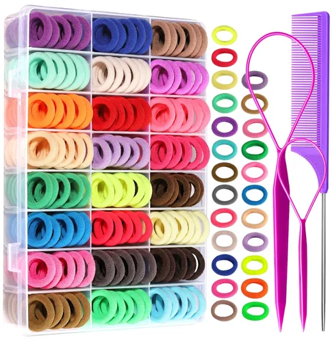 Miniatura 9 de YGDZ Lazos para el pelo de bebé, 280 piezas de accesorios para el cabello para niñas, niños pequeños, bandas elásticas de algodón con caja