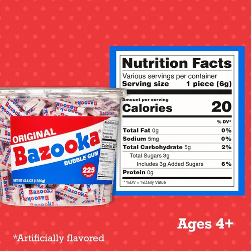 Miniatura 2 de Bazooka - Chicle de Pascua, 225 unidades, envuelto individualmente, con sabor original, tubo de chicle a granel, divertido caramelo antiguo