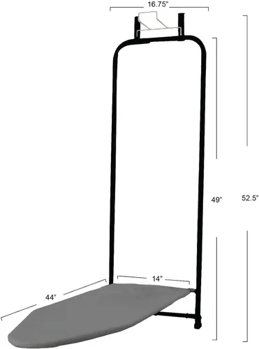 Miniatura 2 de Household Essentials Tabla de planchar sobre la puerta, cierre automático, delgada y compacta, perfecta para espacios pequeños, incluye cubierta
