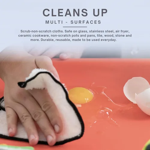 Miniatura 3 de Whiffkitch Paños de cocina Paños de fregar para cocina y limpieza del hogar 6x7 pulgadas paquete de 6 unidades, tejido de 2 capas antiarañazos, tela