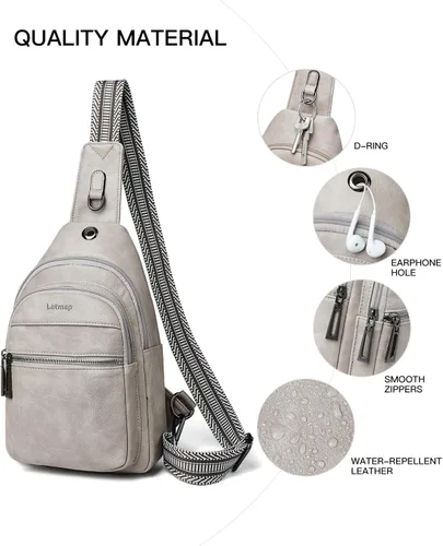 Miniatura 6 de Sling Bag For Women Faux Leather Small Casual Daypack Backpack Fanny Pack Crossbody Chest Bags Purse
