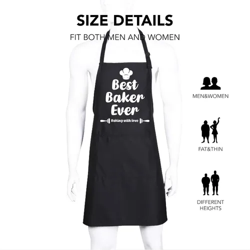 Miniatura 2 de Funny Aprons Black Kitchen Chef Apron, 2 Pockets Adjustable Neck Strap for Cooking Baking BBQ Birthday Gifts