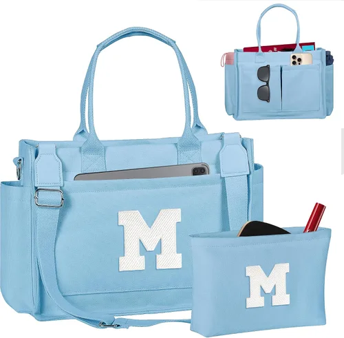 Miniatura 203 de Easter Basket Stuffers, Initial Tote Bag with Makeup Bag, Birthday Gifts for Women, Teen Girl Gifts Trendy Stuff