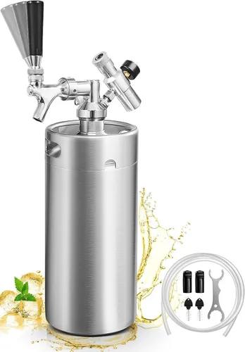 Mini Growler de barril de 128 onzas, sistema dispensador de cerveza de barril portátil, sistema de grifo de cerveza de acero inoxidable, mantiene la