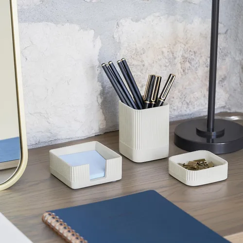 Miniatura 5 de Juego de 3 organizadores de escritorio estéticos para tu oficina, accesorios de escritorio de hormigón resistentes para mujeres u hombres que