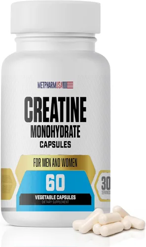 Cápsulas de monohidrato de creatina, 1000 mg, 60 cápsulas vegetales, 30 porciones, para hombres y mujeres