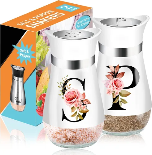 Miniatura 13 de Juego de saleros y pimenteros, accesorios de cocina rojos de 4 onzas, dispensador de especias de acero inoxidable y vidrio, diseño clásico, diseño