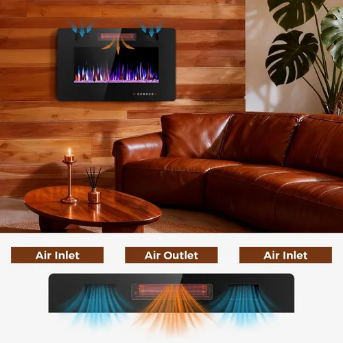 Miniatura 2 de Electactic - Chimenea eléctrica de 30 pulgadas para insertar ultradelgada - Chimenea calefactora empotrada y de montaje en pared con termostato