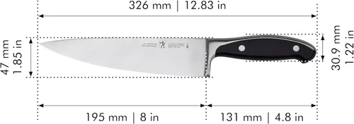 Miniatura 3 de Henckels Forged Synergy - Cuchillo de chef de 8 pulgadas, color negro.