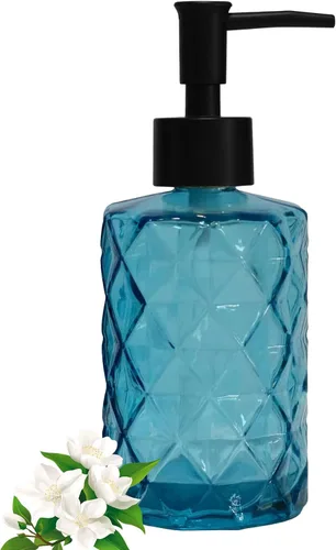 Miniatura 15 de 14Oz Black Pump Glass Soap Dispenser, Brown Stripe Countertop Refillable Liquid Bottle Hand Dish Lotion Dispenser with Plastic Pump, for Kitchen