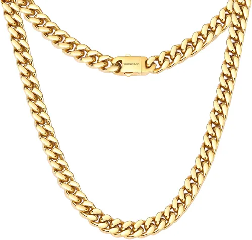CaptainSteeL Miami - Collar de cadena cubana para hombresmujeres, acero inoxidable 316L, 50.354 in de ancho, 18202224 pulgadas de largo, joyería de