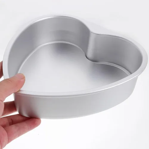 Miniatura 2 de Kichvoe Molde de aluminio antiadherente con forma de corazón de 8 pulgadas con parte inferior extraíble para San Valentín, cumpleaños, hornear