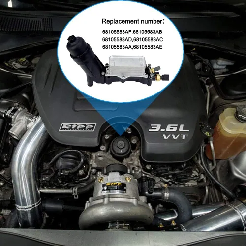 Miniatura 3 de ONER Enfriador de Aceite de Motor y Conjunto Adaptador de Carcasa de Filtro de Aceite, Compatible con 2014-2017 Chrysler 200/300 Dodge Jeep Ram 3.6L