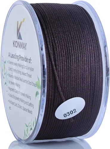 Miniatura 25 de KONMAY - Hilo de nylon negro de 0.6mm con estuche para pulseras, cordón de nailon satinado trenzado de 190 yardas para hacer joyería, encordar
